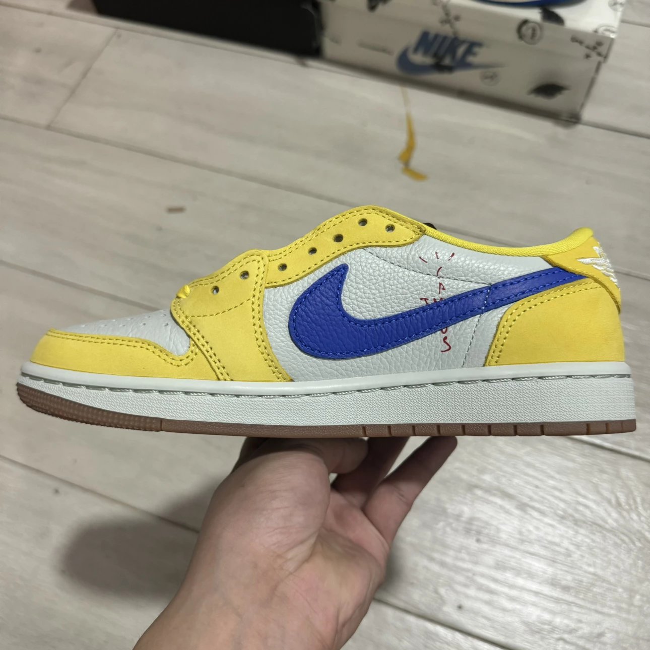 AJ1 Travis Canary