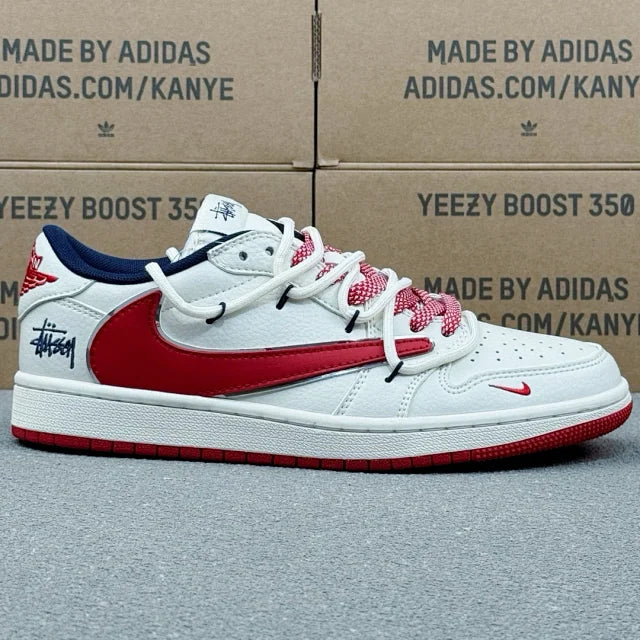 AJ1 Low x Stussy Red And White