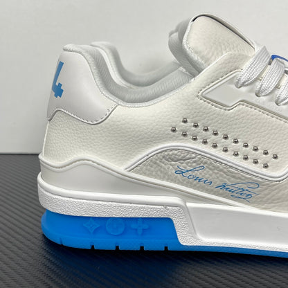 Trainer White and Blue Sole