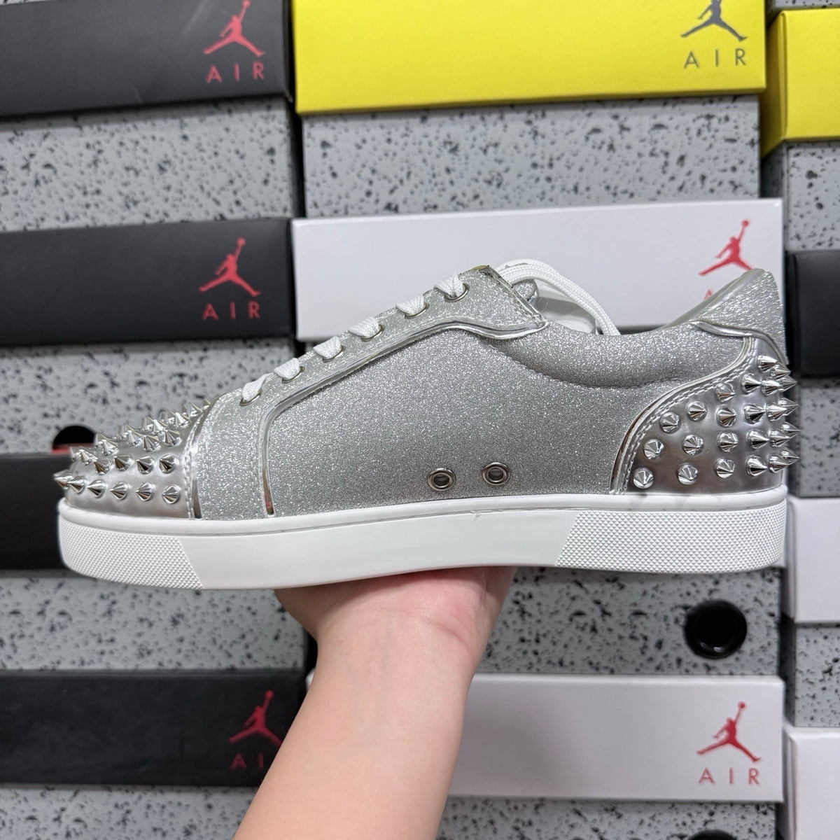 Cristhian Louboutin Vieira Spikes Silver