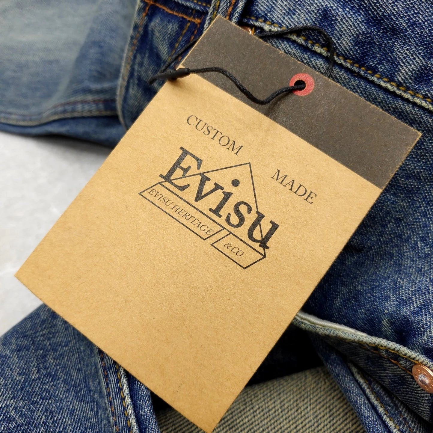 Evisu calça de ganga azul