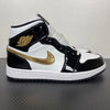 AJ1 MID Patent Black White Gold