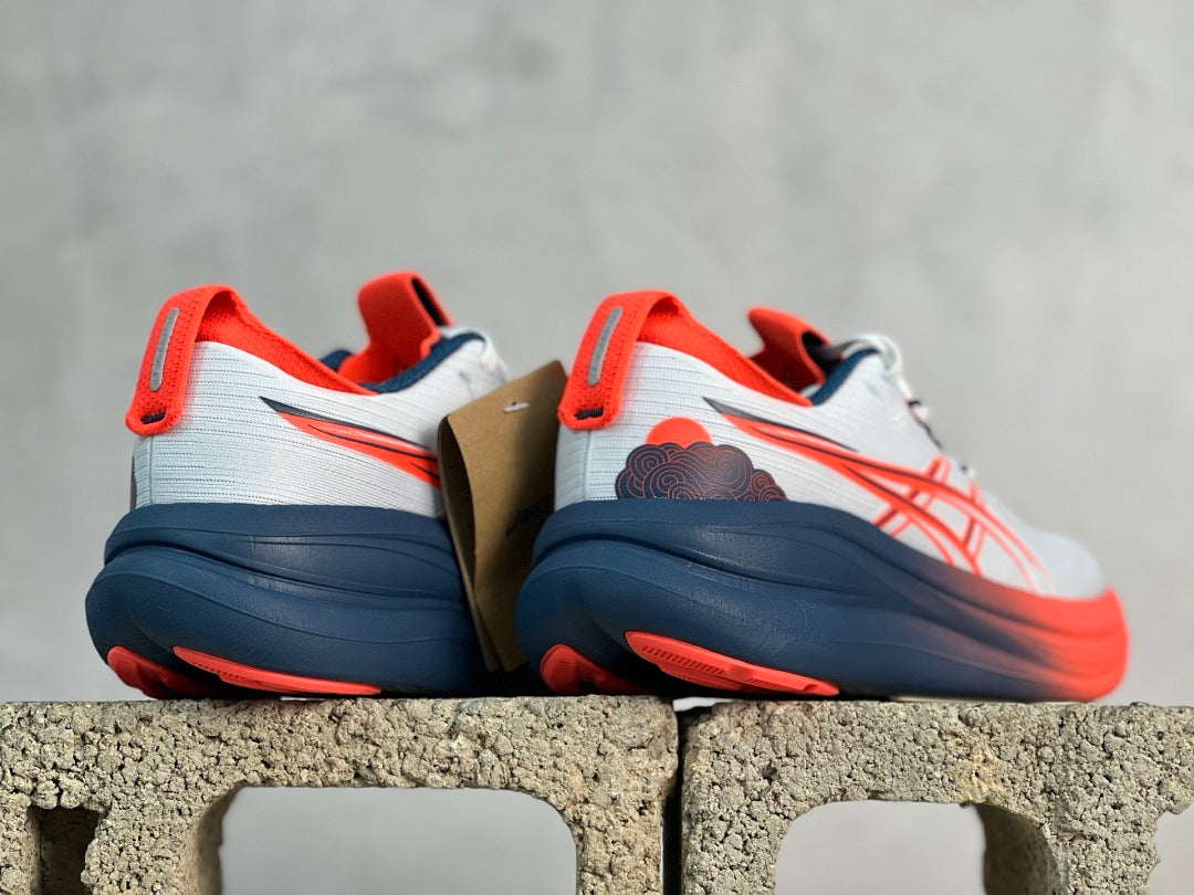 GEL-NIMBUS 28 White/Deep Blue/Orange