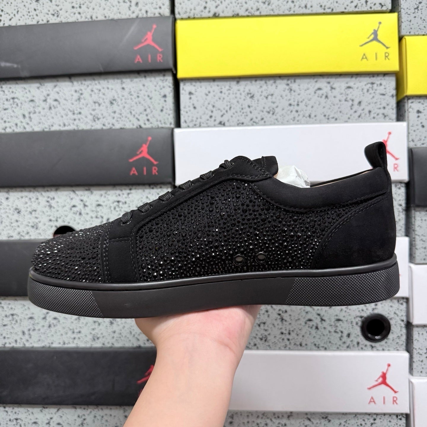 Christian Louboutin Louis Junior Strass Black