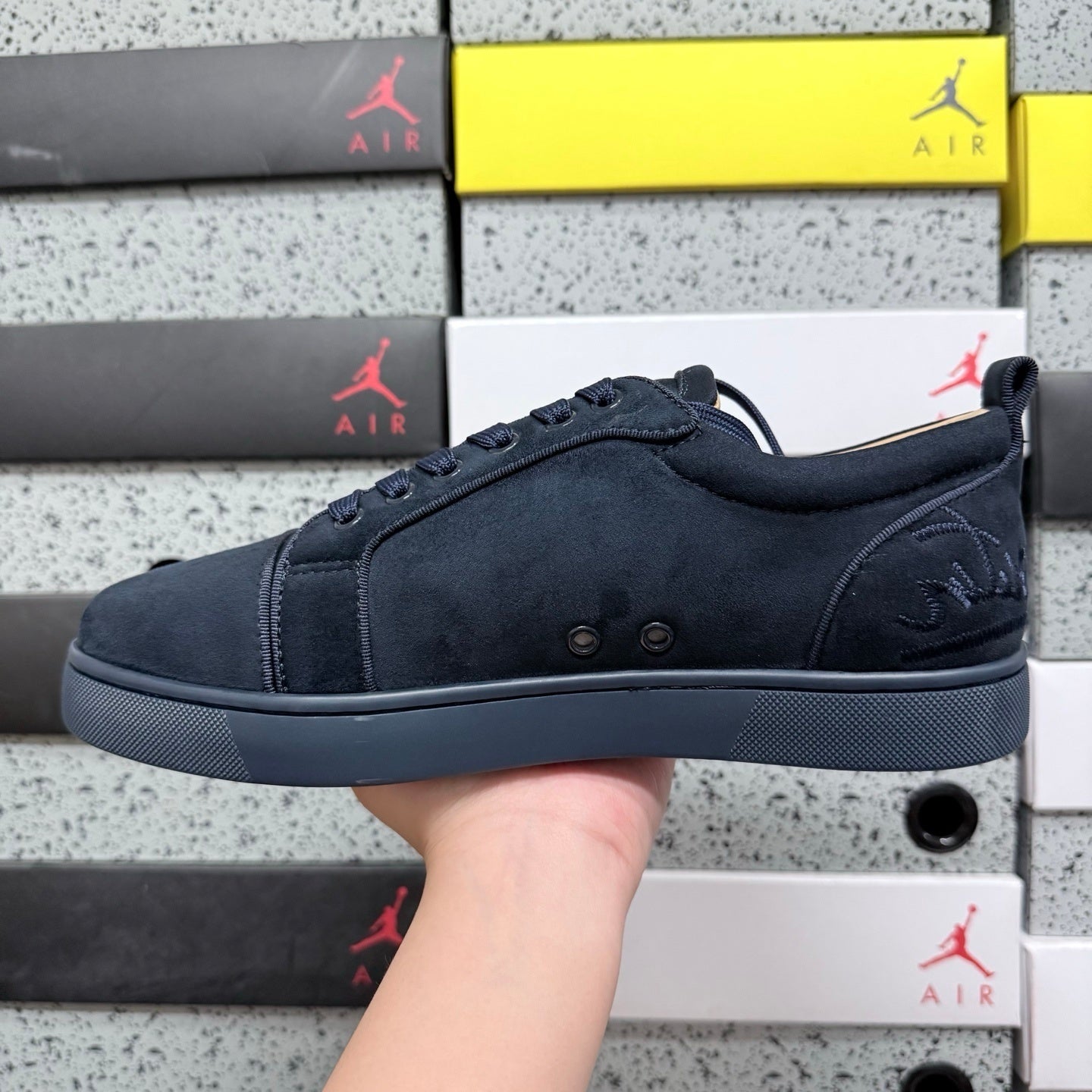 Christian Louboutin Louis Junior Strass Blue Suede