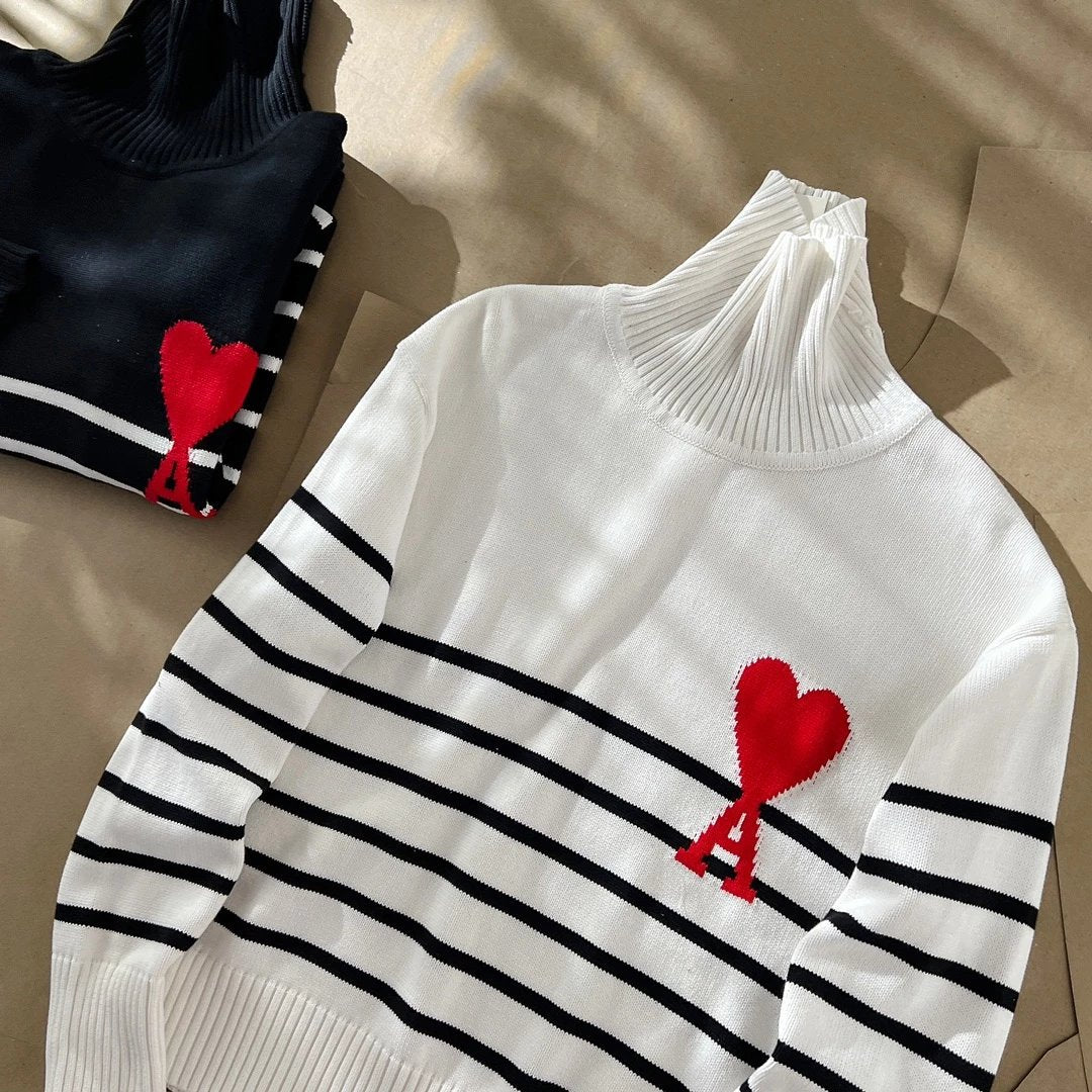 Ami De Coeur Striped Sweater Gola Alta