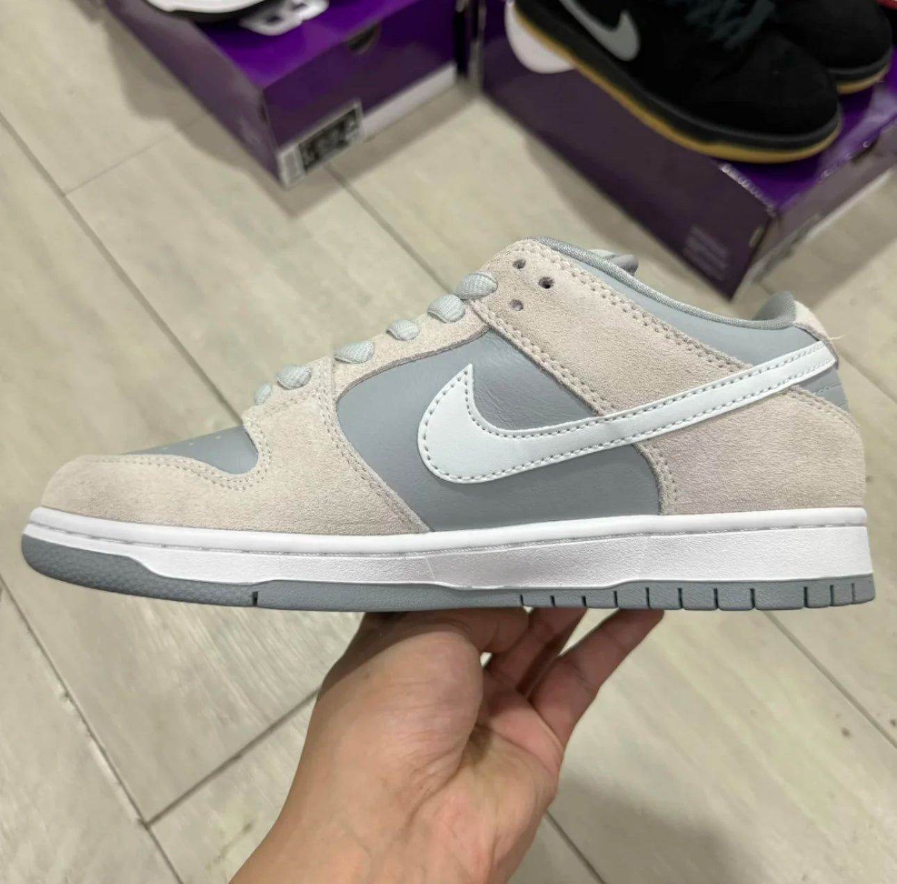 SB Dunk Low Summit White Wolf Grey