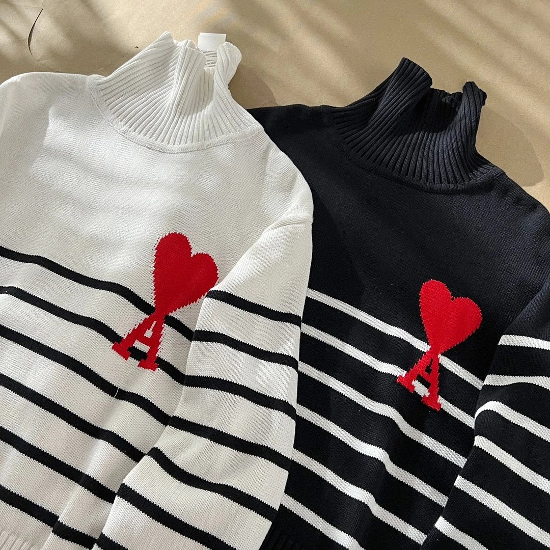 Ami De Coeur Striped Sweater Gola Alta