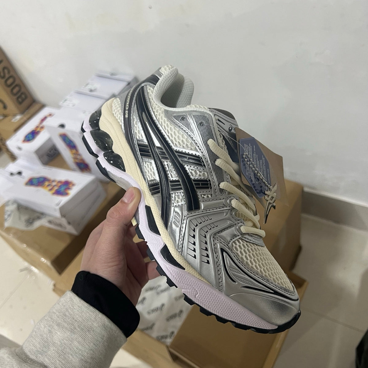Kayano 14 Black Grey Cream