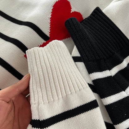 Ami De Coeur Striped Sweater Gola Alta