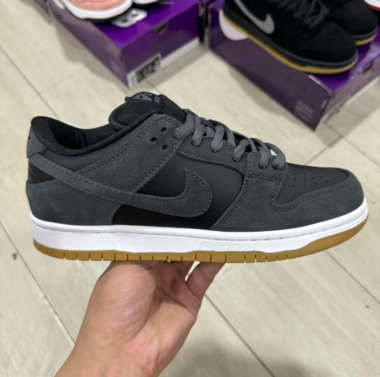 SB Dunk Low Dark Grey Black Gum