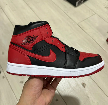 Air Jordan 1 Mid Red and Black