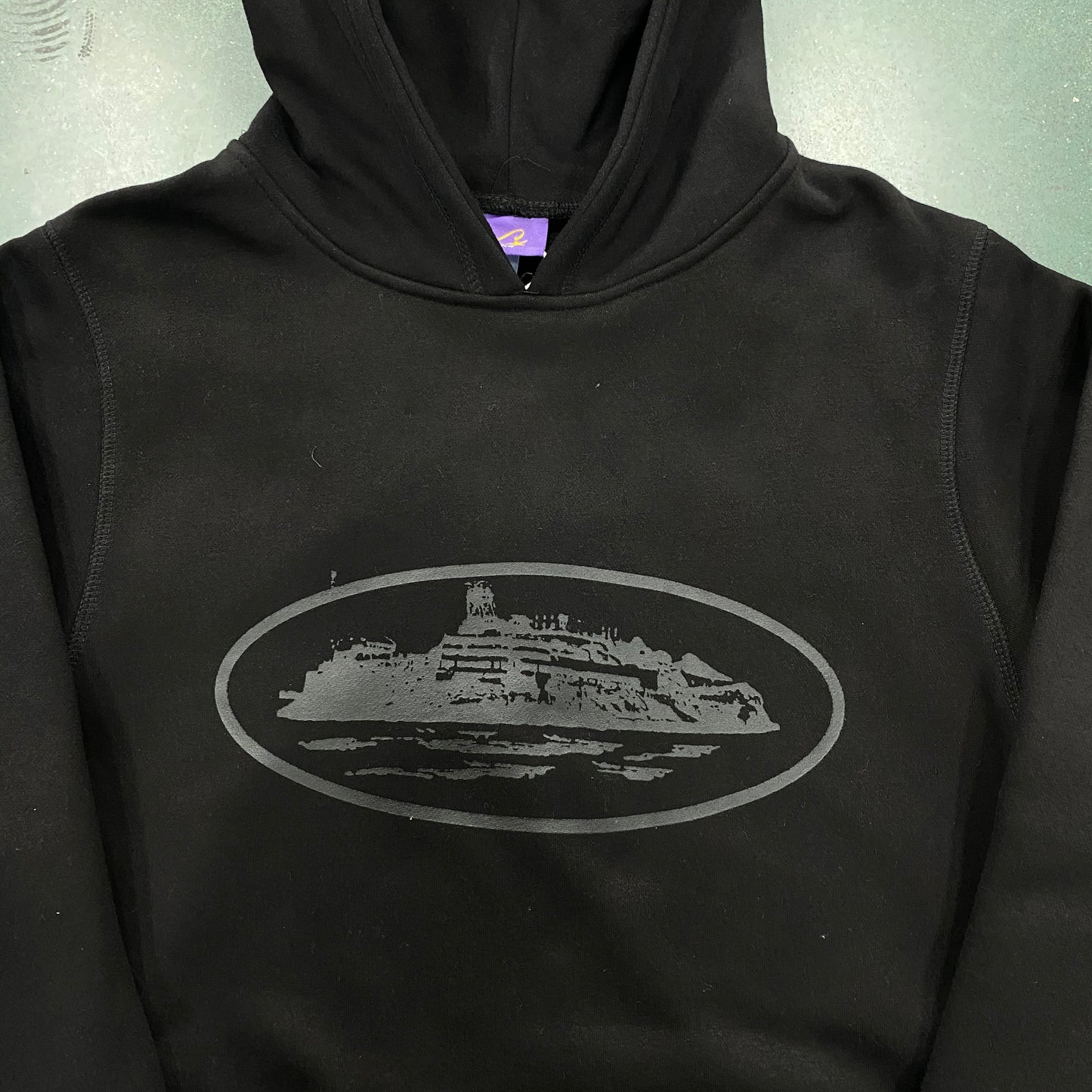 Black/Black Alcatraz logo hoodie