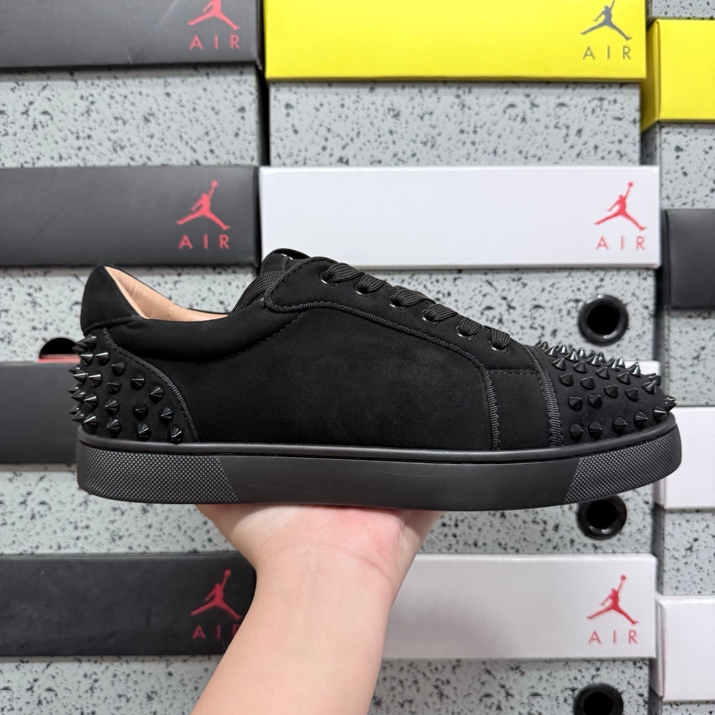 Cristhian Louboutin Vieira Spikes Black suede