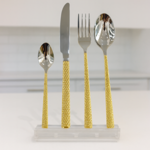 52-Piece Cutlery Set – Gold Textured Handle Design