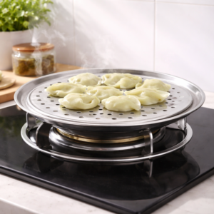 Stainless Steel Steamer Plate – Big Size Heavy-Duty Idli & Dum Cooking Stand